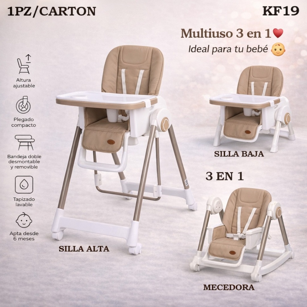SILLA DE COMER PARA BEBE 3 EN 1