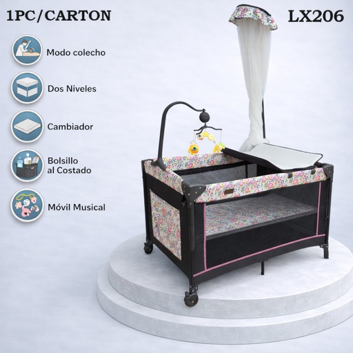 [LX206] CORRAL DE BEBE ROSA WB COLECHO