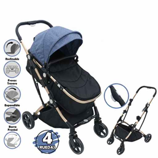 [WH-401] COCHE PARA BEBE TIPO AUROPEO AZUL