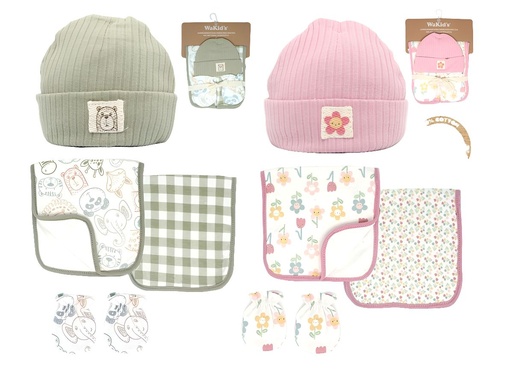 [A-77319] SET GORRO+ MANOPLAS+ 2 PAÃOS P/BEBE A-77317