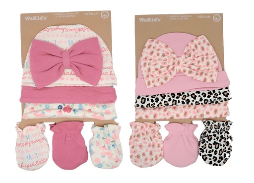 [A-77297] SET 3 GORRITOS + 3 MANOPLAS P/BEBE A-77297