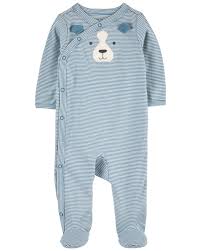 [1Q122910] CARTER\'S STRIPED DOG SIDE SNAP COTTON SLEEP AND
