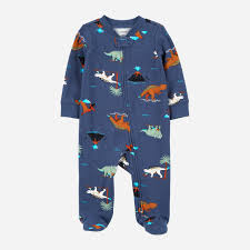 [1P605610] DINOSAURS 2-WAY ZIP COTTON SLEEP & PLAY