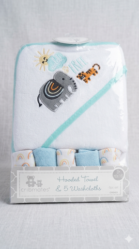 [CM3423] SET TOALLA DE BANO + 6 PANITOS CRIBMATES