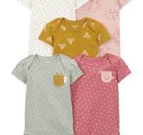 [195862449835] Baby 5-Pack Short-Sleeve Bodysuits - Carter's  9M