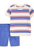 [1Q507310] Baby 2-Piece Striped Tee & Canvas Shorts Set