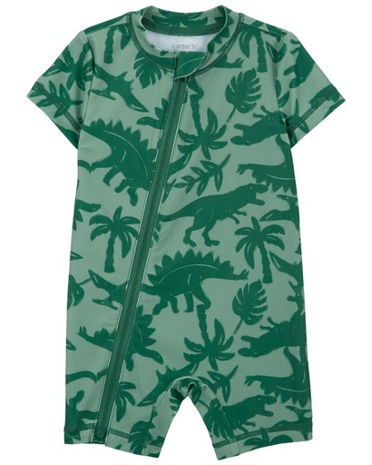 [1Q903710] Traje De Baño De Una Pieza Con Diseño De Dinosaurio Bebé
