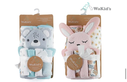 [A77575] SET 2 TOALLAS + 4 PAÑOS + MANOPLA P/BEBE