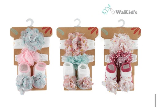 [A77582] SET 3 MEDIAS + 3 VINCHAS P/BEBE