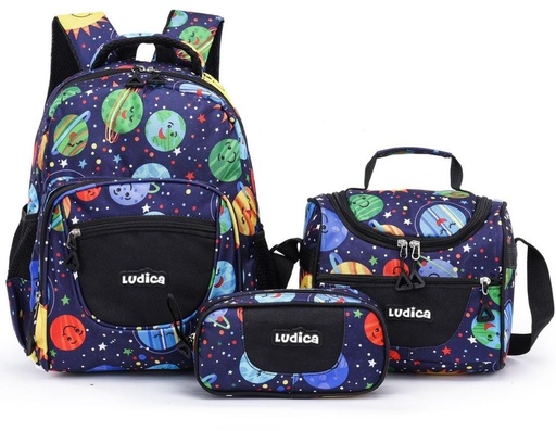 [NM4397-7] SET MOCHILA LUDICA 3 PCS PLANETA 15 PUL.