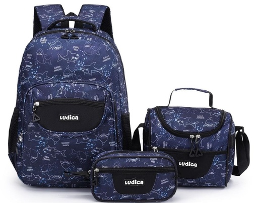 [NM4396-3] SET MOCHILA LUDICA 3 PCS SHARK 18 PUL.