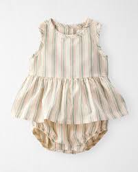 [1T057410] Vestido A Rayas Hecho Con Mezcla De Algodón Orgánic