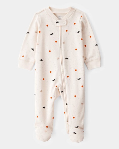 [1T248610] Baby Halloween 2-Way Zip Cotton Sleep & Play Pajamas - Ivory