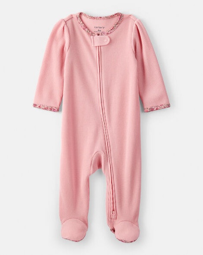 [1T598510] Baby Girl Cotton Long-Sleeve 2-Way Zip Sleep & Play - Pink
