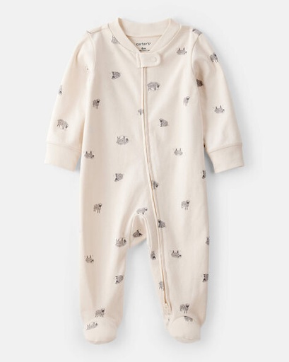 [1T594910] Baby Sheep Print 100% Cotton Long-Sleeve Sleep & Play - Ivory