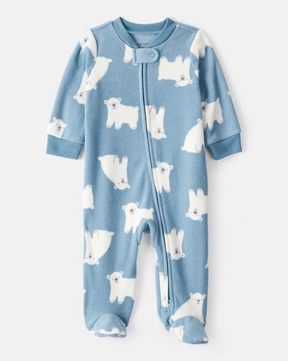 [1T613710] Baby Boy Polar Bear Loose Fit Long-Sleeve Sleep & Play Pajamas - Blue