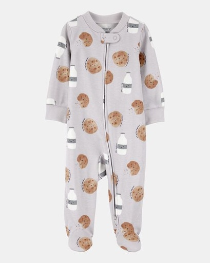 [1T005510] Baby Milk & Cookies 2-Way Zip Cotton Sleep & Play Pajamas - Grey  4.9 out of 5 Customer Rating