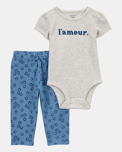 [1S927310] Baby 2-Piece L'Amour Short-Sleeve Bodysuit Pant Set