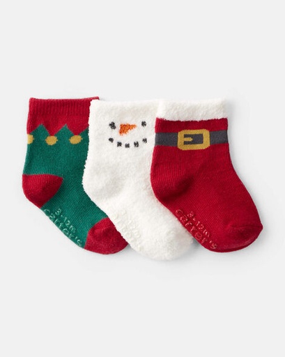 [1T571010] Baby Boy 3-Pack Christmas Booties