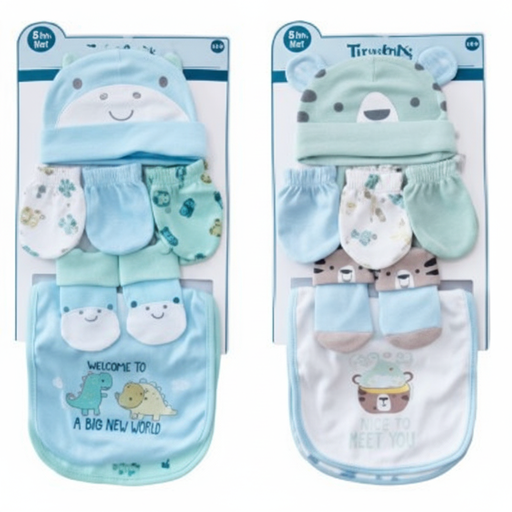 Set De  Gorros mitones medias baberos P/  Bebe 8pzs