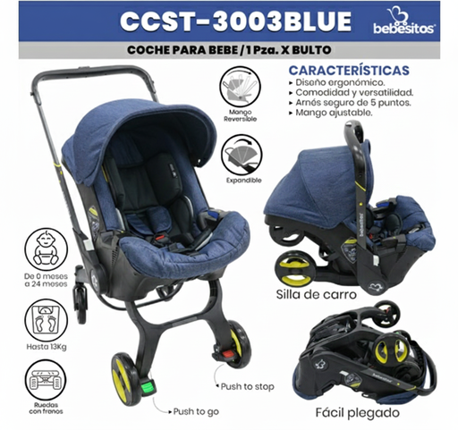 [CCST-3003BLUE] COCHE DONNA PARA BEBE BLUE BEBESITOS