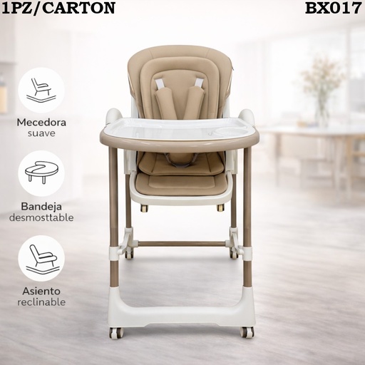 [BX017] SILLA DE COMER PARA BEBE GRIS