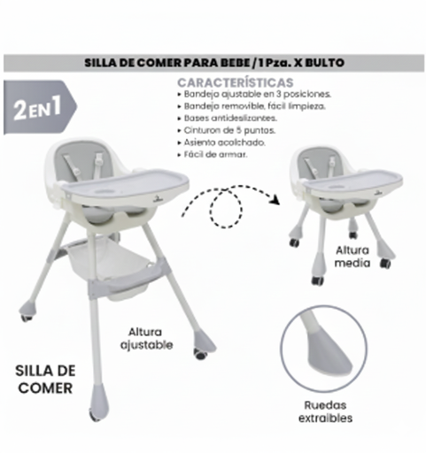 [JJQ-36-1] SILLA DE COMER PARA BEBE GRIS