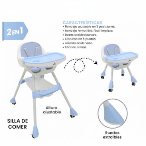 [JJQ-36-2] SILLA DE COMER PARA BEBE AZUL