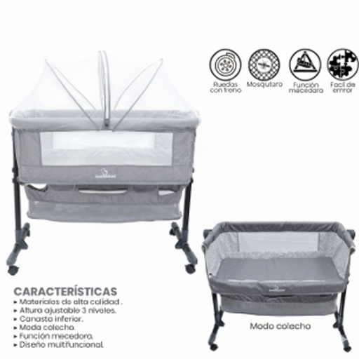 [KG-402] MOISES CATRE PARA BEBE BEBESITOS GRIS CLARO