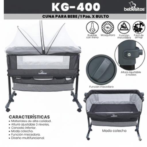 [KG-400] MOISES CATRE PARA BEBE BEBESITOS GRIS OSCURO