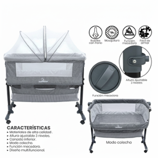 [KG-404] MOISES CATRE PARA BEBE BEBESITOS GRIS OSCURO