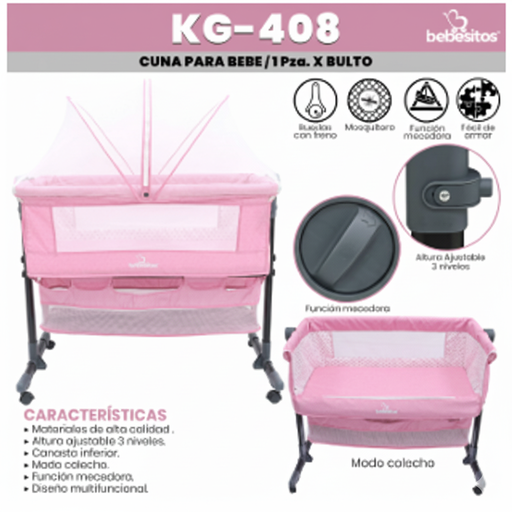 [KG-408] MOISES CATRE PARA BEBE BEBESITOS ROSADO