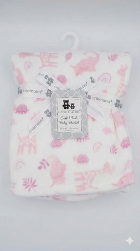 [CM3401] MANTA BLANCA CON ROSADO