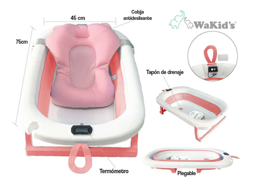 [A77780] BAÑERA PLEGABLE CON TERMOMETRO WAKIDS