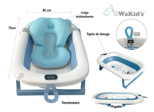 [A77781] BAÑERA PLEGABLE CON TERMOMETRO WAKIDS