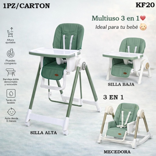 [KF20] SILLA DE COMER PARA BEBE 3 EN 1